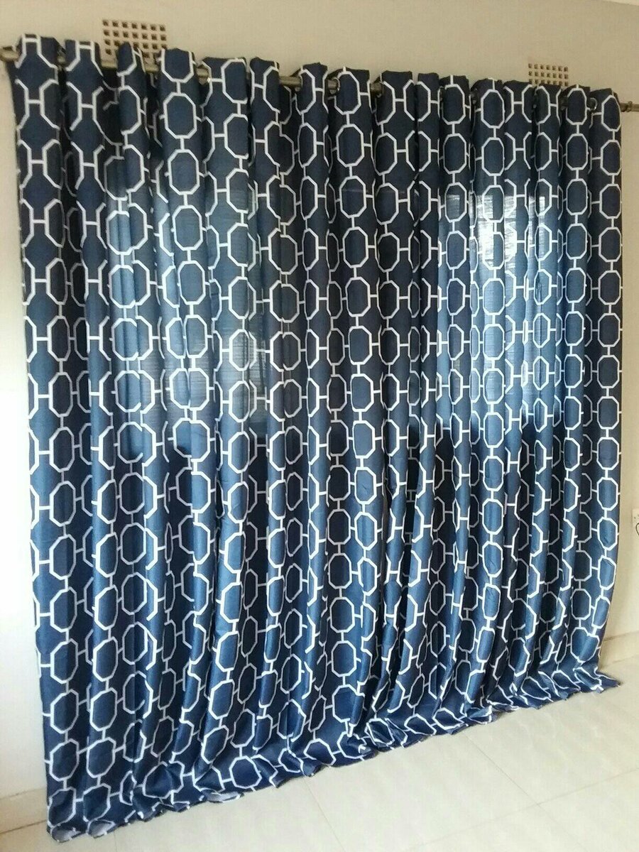 2 drops of curtains blue with patterns