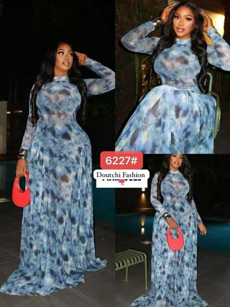 Robe Longue Élégante Bleue