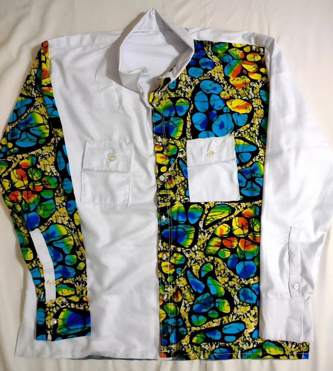 Chemise homme en Tissu et pagne pour toute occasion mode duo