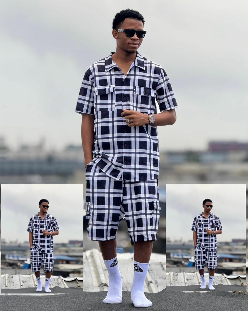 Ensemble chemise et short à carreaux