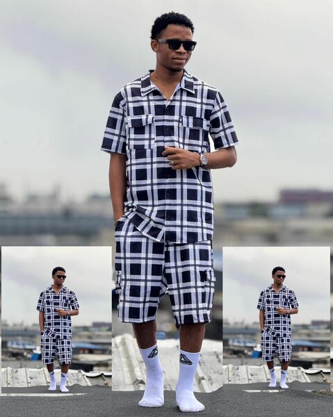 Ensemble chemise et short à carreaux