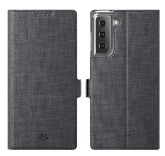 Samsung Galaxy S21 Plus 5G Flip Case, Folio Slim Leather Wallet Cover Stand One Card Slots Holder Bumper Magnetic Closure PU Rubber Shockproof Shell for Samsung Galaxy S21 Plus 5G 2021 - Black