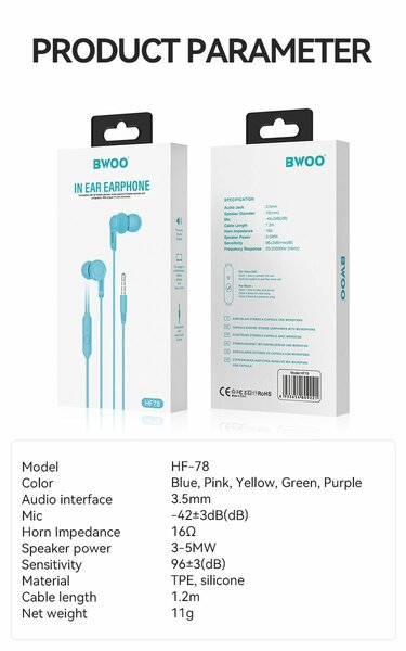 Écouteur filaire BWOO hf78