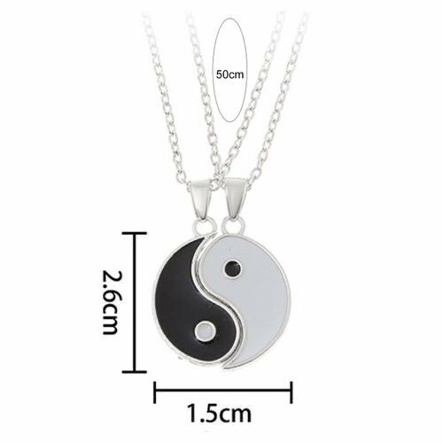 2Pcs Traditional Simple Couple Necklaces Gift Tai-Silver