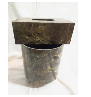 PVC Sheet Tiles Color Wooden Round Dust Bin Set