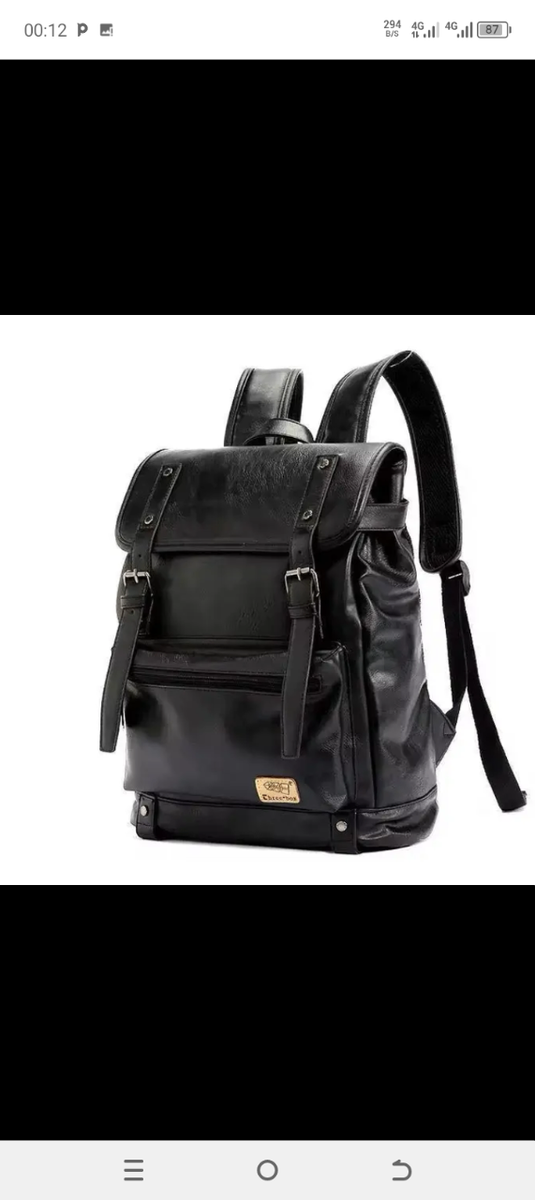Sac à dos en cuir noir pour homme