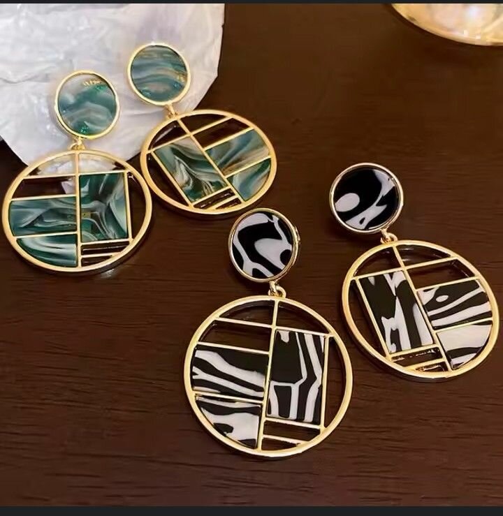 Gold Plated Black Earrings