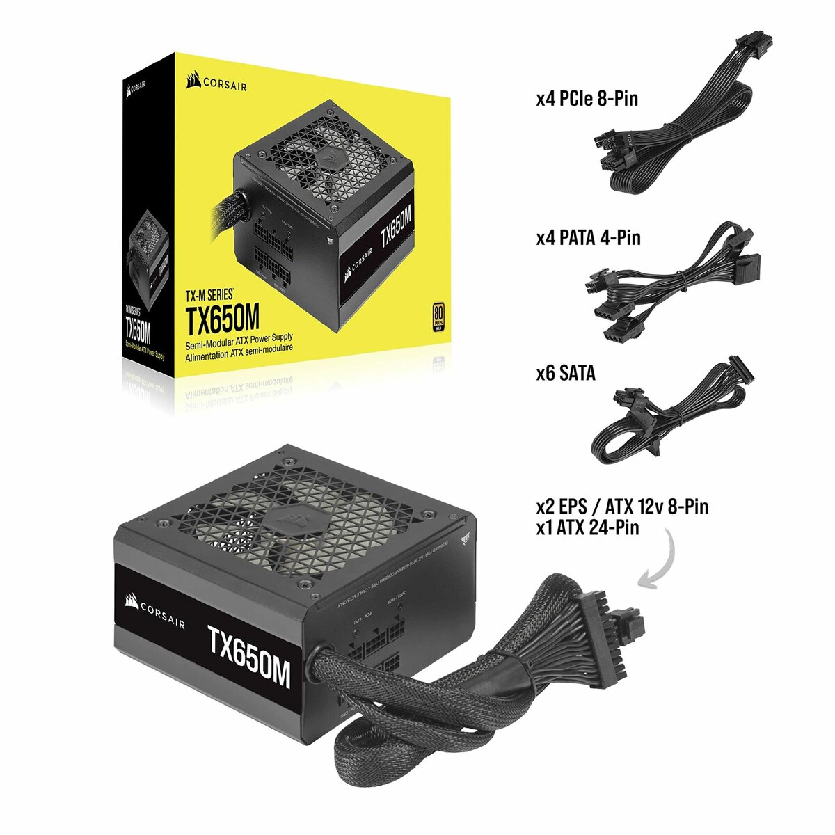 Corsair 650W 80 Plus Gold Certified Power Supply