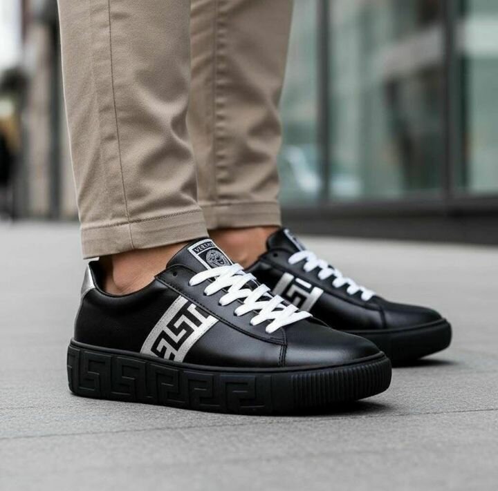 Baskets en cuir noir élégantes