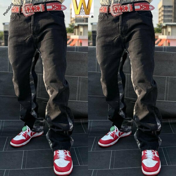 Jean cargo noir avec ceinture