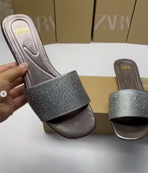 sandals gray with stones zara