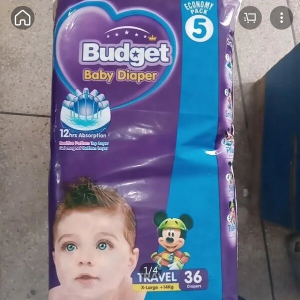 Budget baby diaper size 5no XL +14kg (36 pcs economy pack)