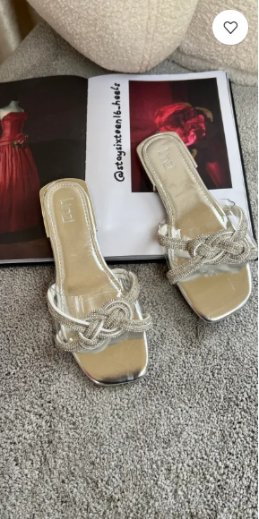 Monifere silver diamanté slippers