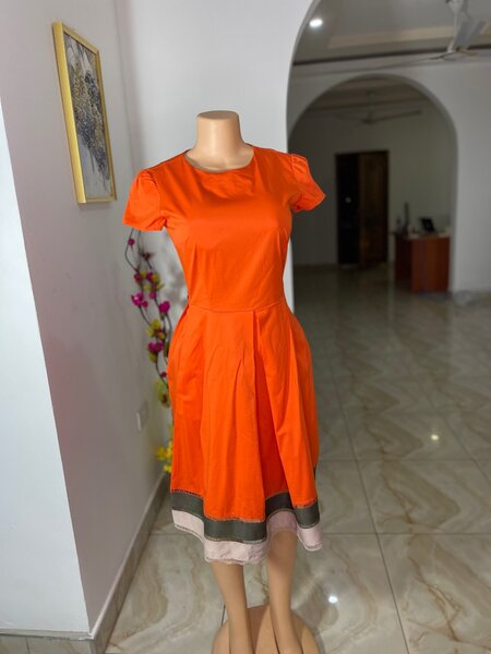 Corporate Chic: Orange Office Dress (Size 8/10)