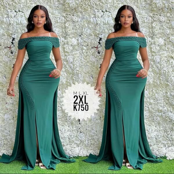 Women's long evening dress in    green