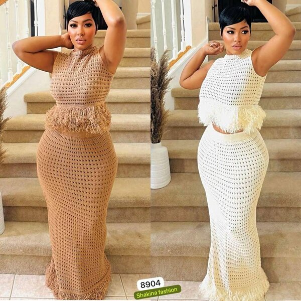 Robe Longue en Crochet Élégant