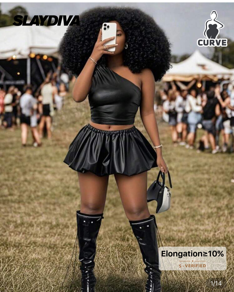 Robe asymétrique en cuir