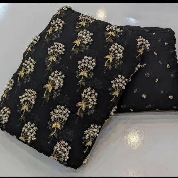 New balloon beats chiffion fabric pearl work + embroidery