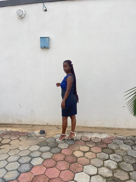 Blue and grey dress . Size 8 -