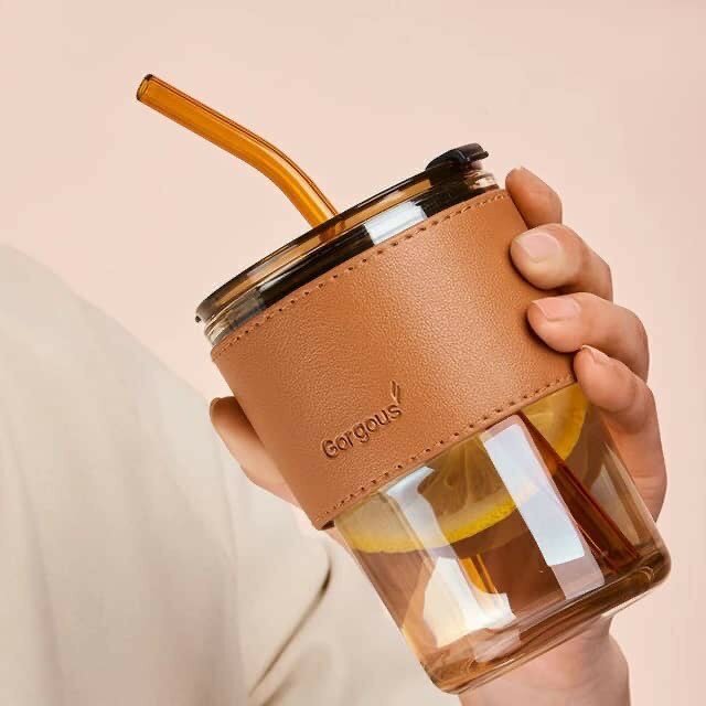 MUG EN VERRE AVEC PAILLE 400ML