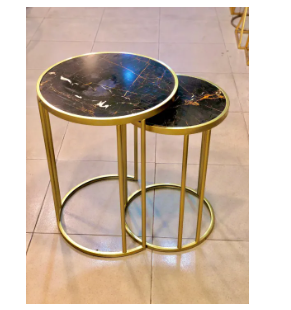 Contemporary Metal Frame Coffee Table - Featuring UV Marble Texture Sheet Top