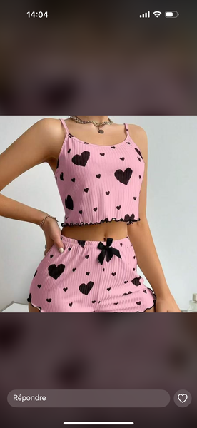 Pyjama rose à cœurs
