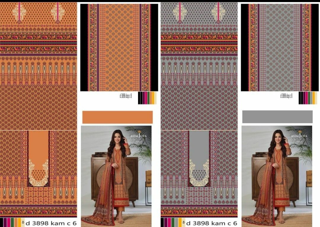 Lady's 3pc Lawn Unstich Suit