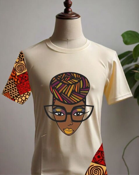 African print T-shirts with an artwork
