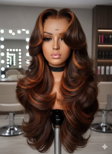 Perruque ondulée synthétique