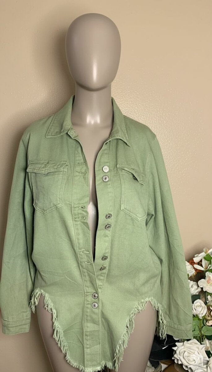 Chemise jeans verte stylée
