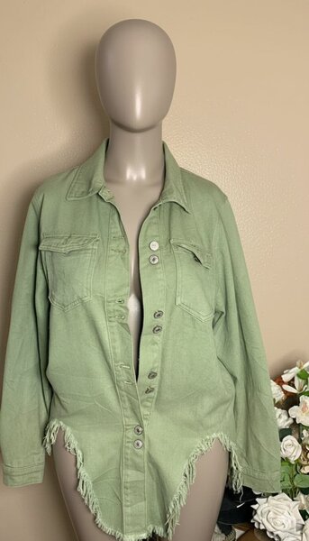 Chemise jeans verte stylée