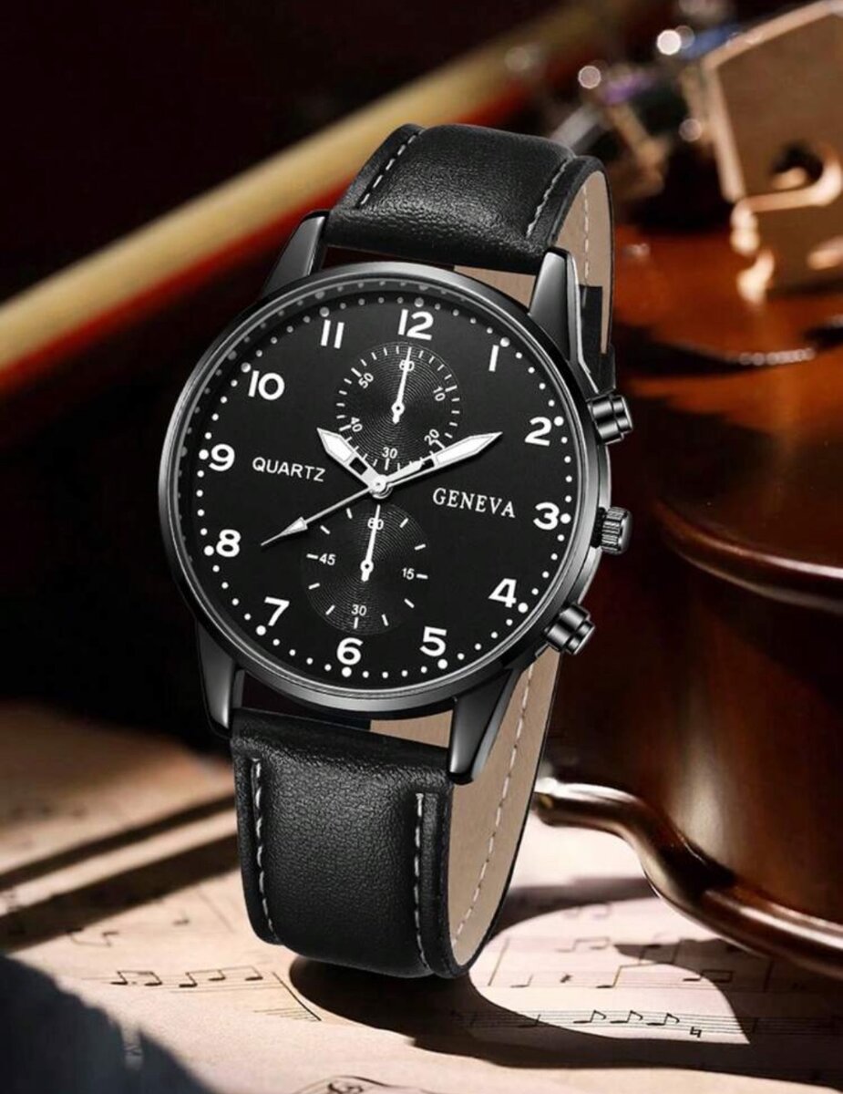 Montre Homme Quartz Noir Élégant