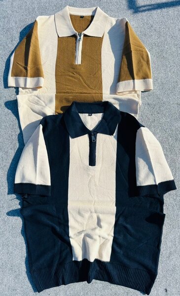 Polo à rayures zippé homme