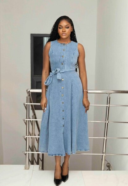 Robe longue en jean pour femme