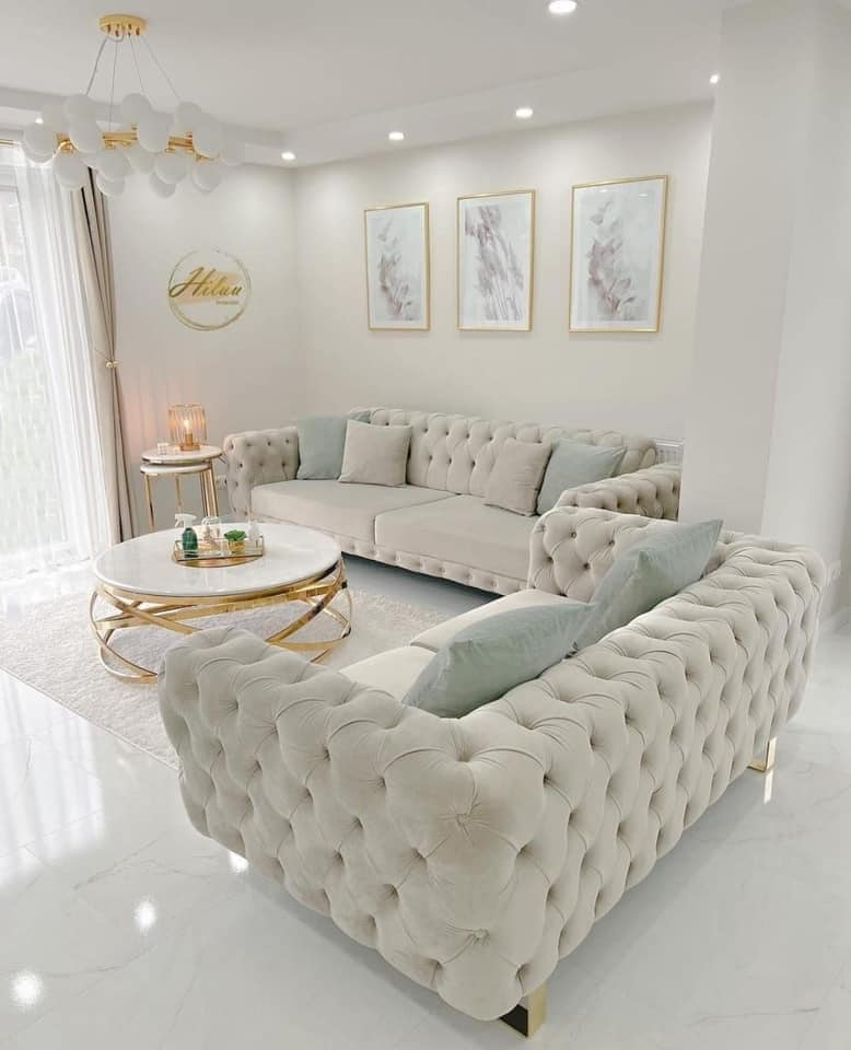 set of white sofas