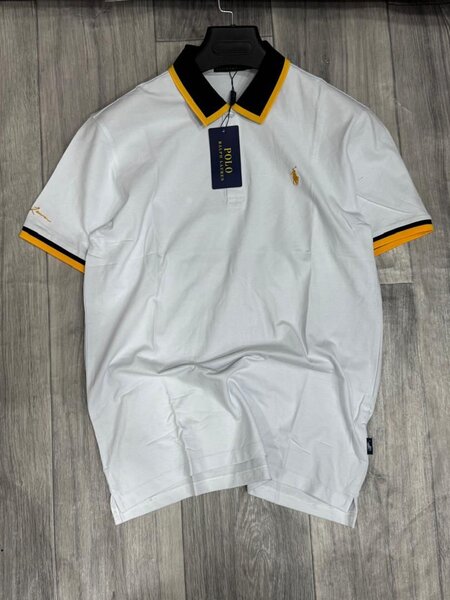 Polo blanc à col contrasté