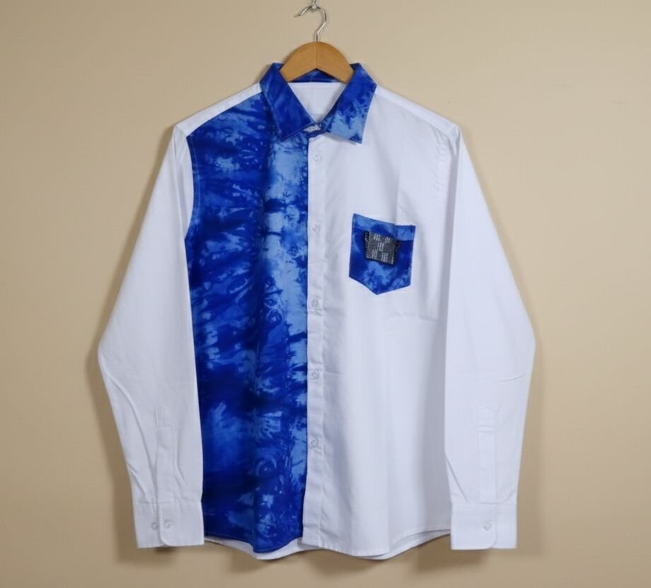 Chemise homme bleu et blanc