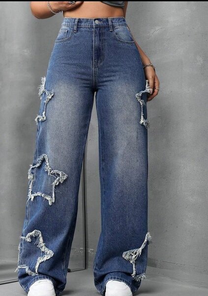 Star patched jeans
