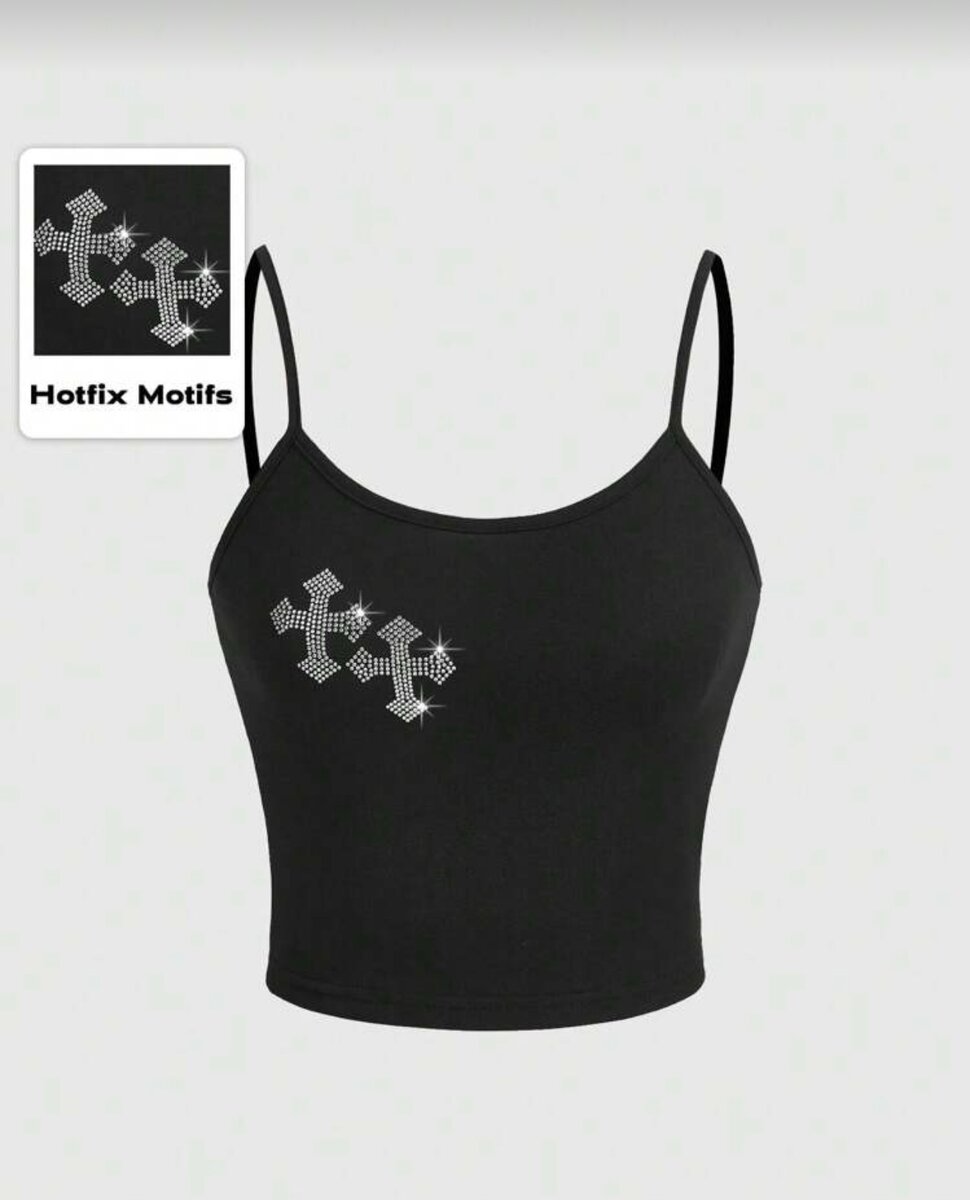 Débardeur Noir Femme Strass