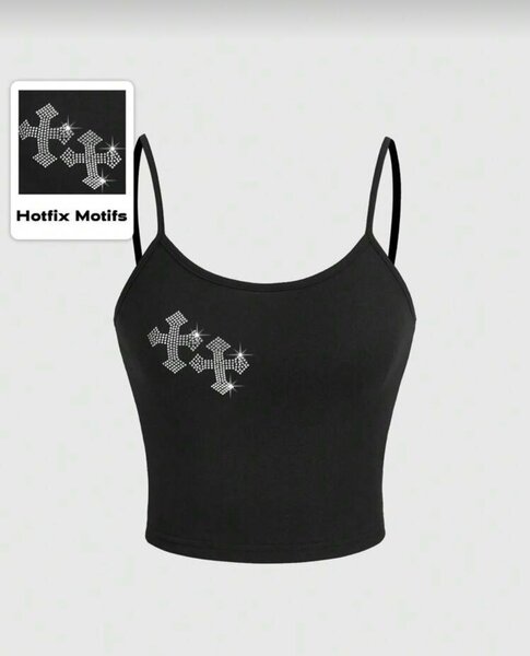 Débardeur Noir Femme Strass