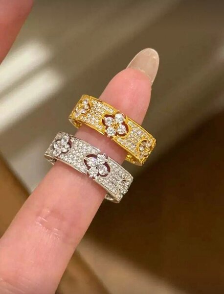 Bague élégante en or et argent