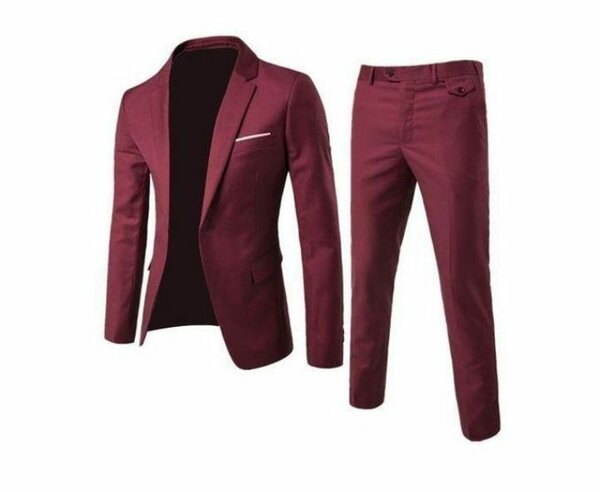 Costume élégant bordeaux homme