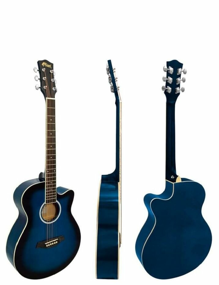 Guitare acoustique bleue élégante