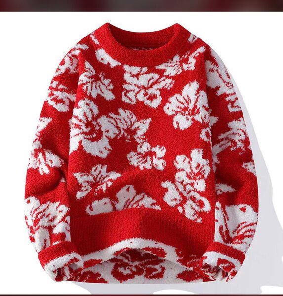 Pull en laine à motif floral