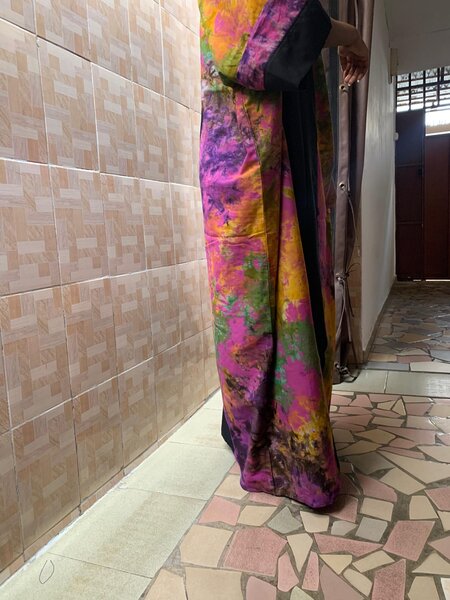 Robe colorée en soie longue