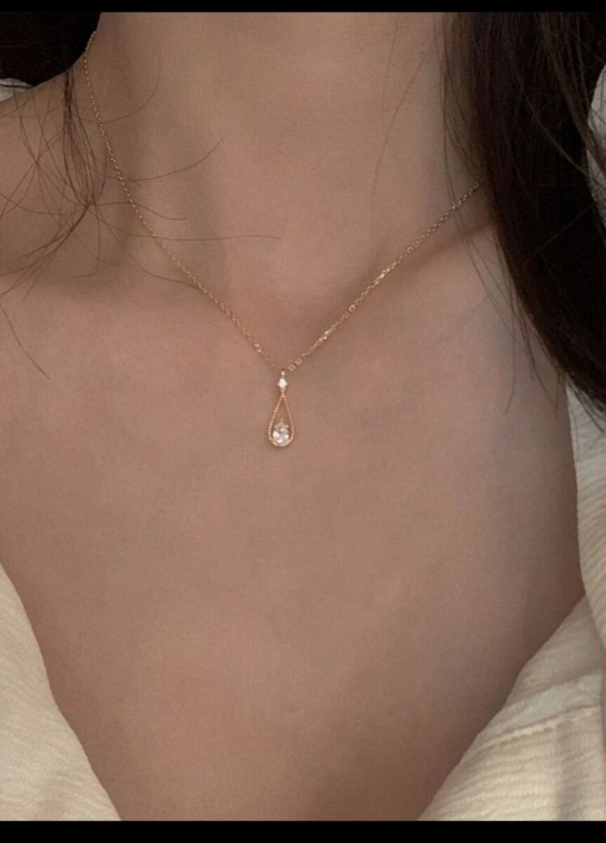 Water drop and bird necklace