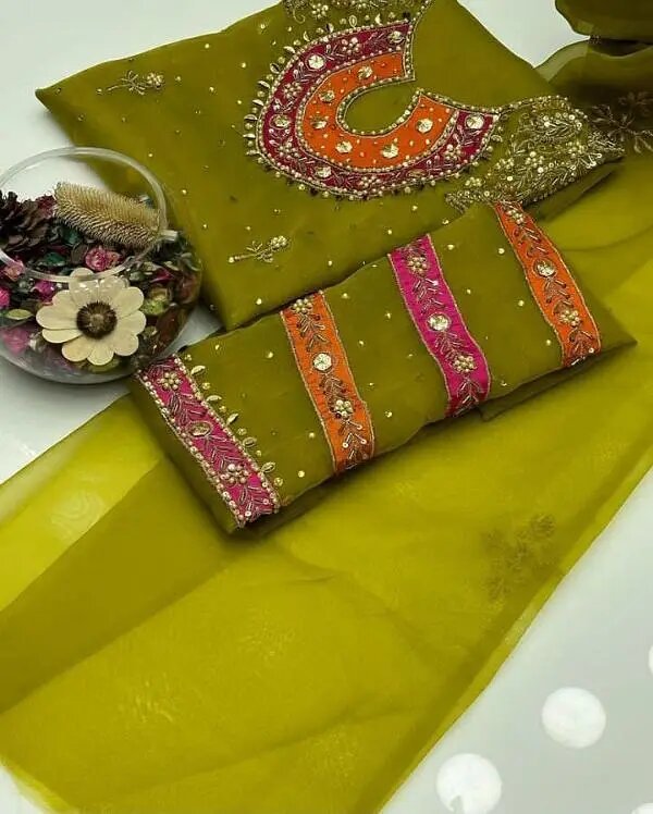 Beautiful organza unstitched dress