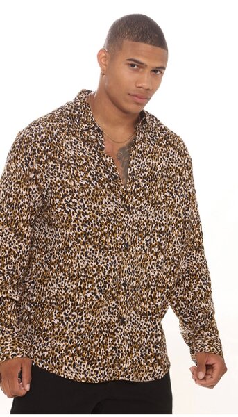 Fashionnova Men Leopard Shirt