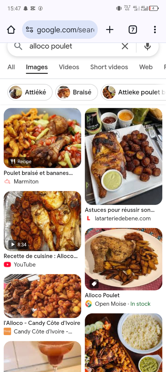Plat ivoirien Attiéké Alloco