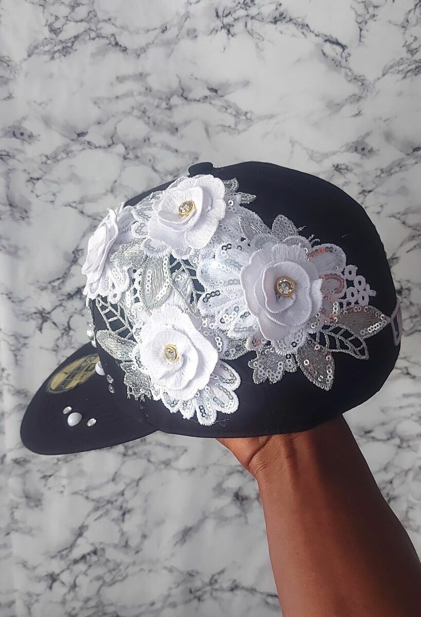 Casquette LA Strass Fleur